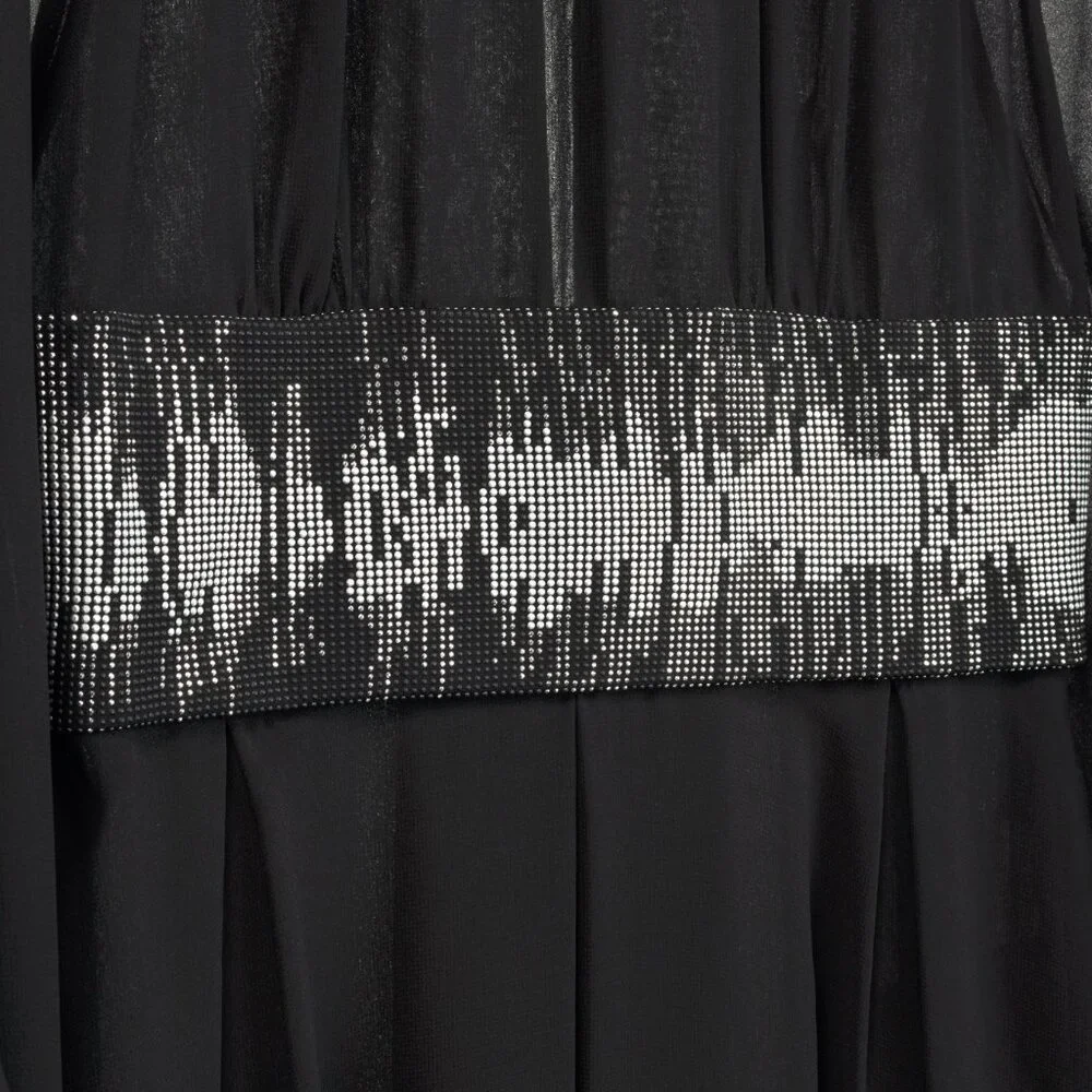 Versace Collection Black Crepe Rhinestone-Waist Cape Mini Dress - Picture 5 of 12